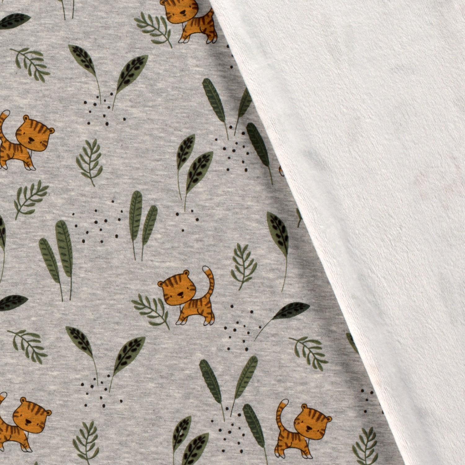 Alpenfleece bedruckt Katzen, grau