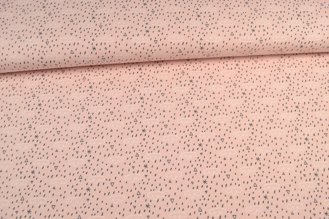 Organic Baumwoll Jersey Druck, Regenwolken rosa