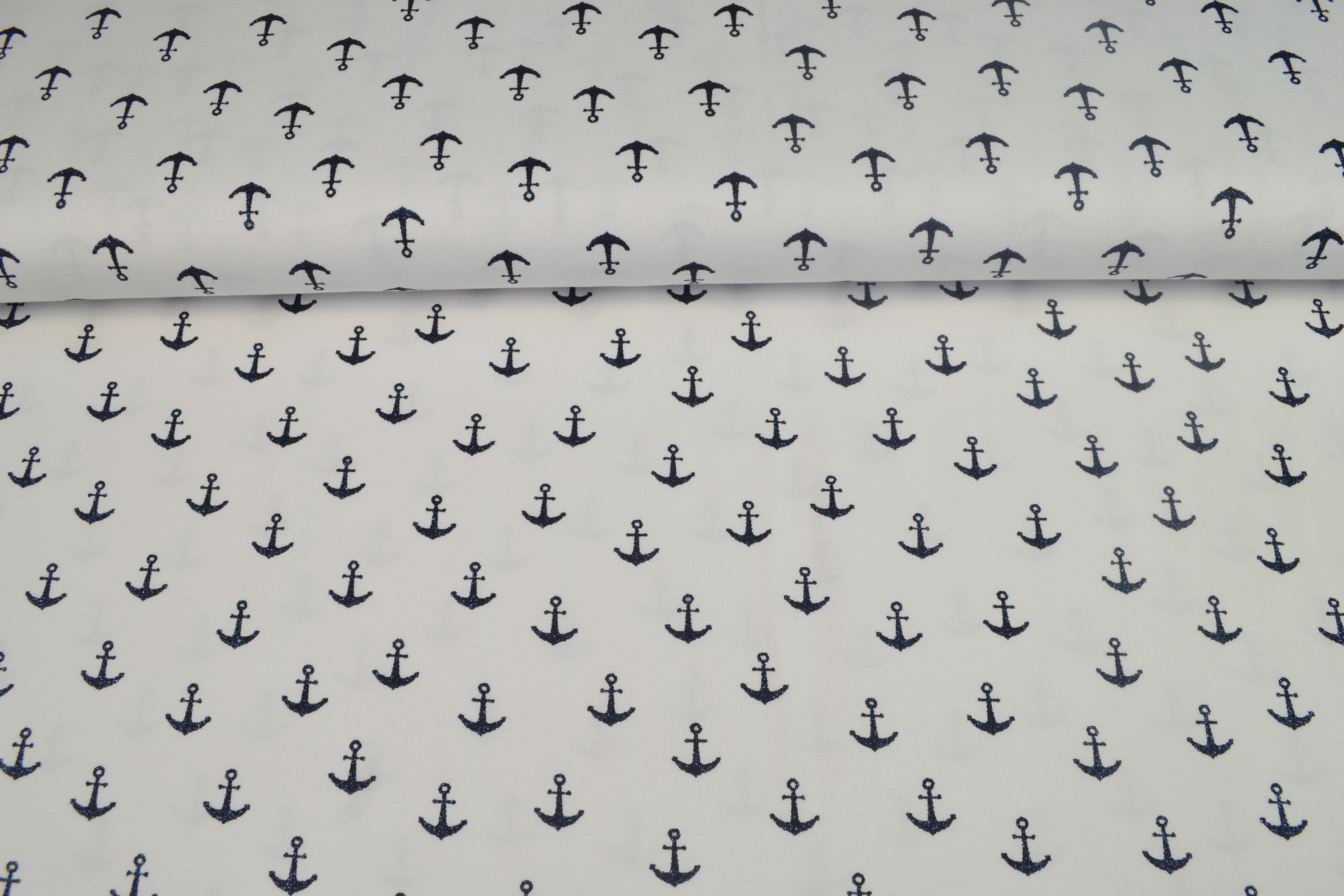 Baumwolljersey Anker, weiß