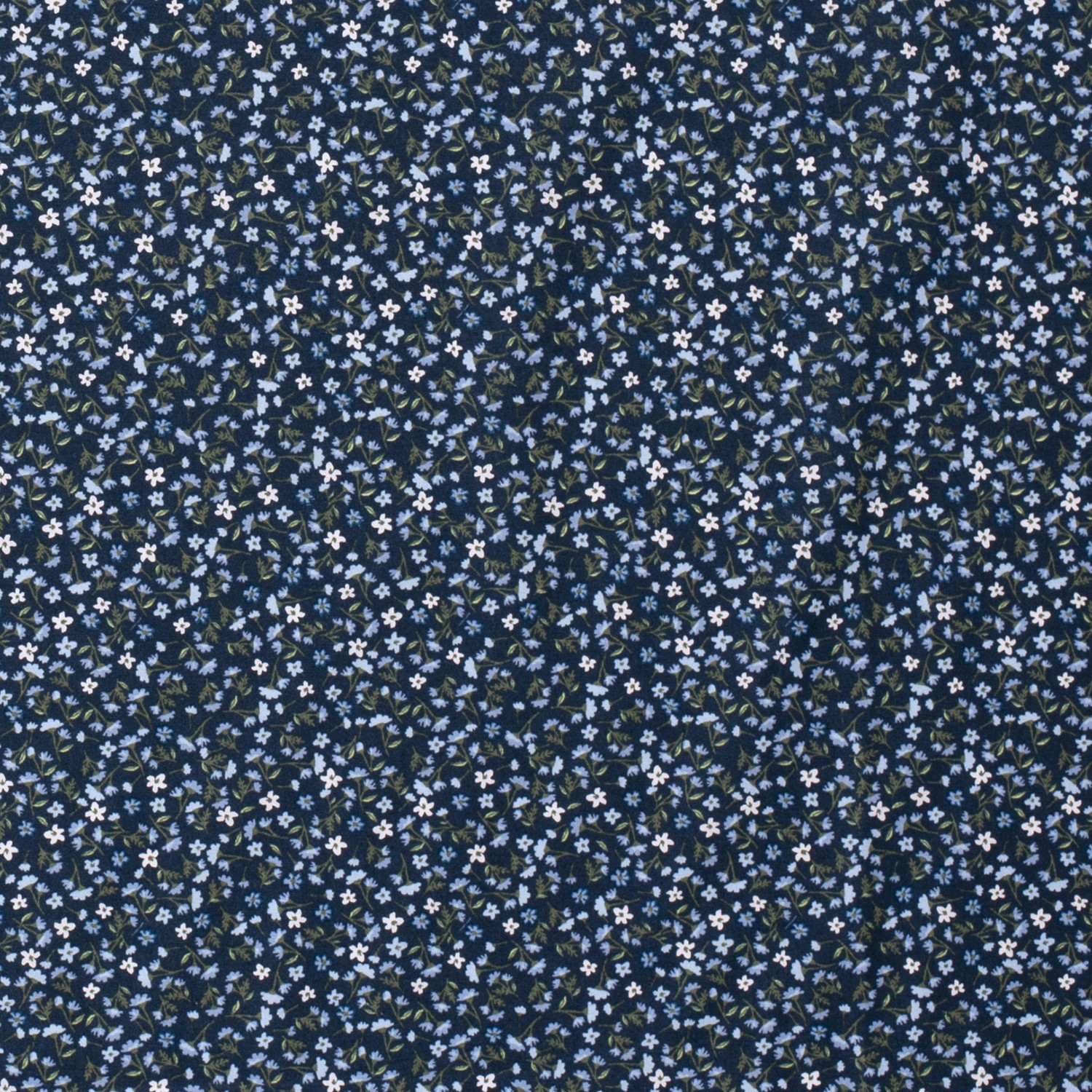 Baumwollstoff Popeline Blumen, marine