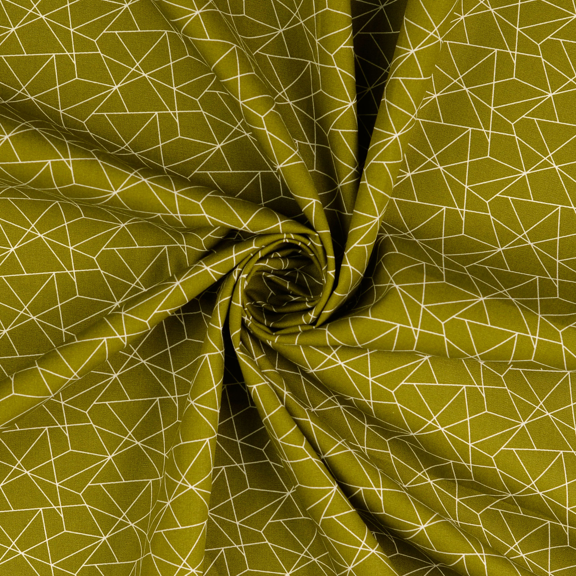 Baumwollstoff gemustert, Dreicke. khaki