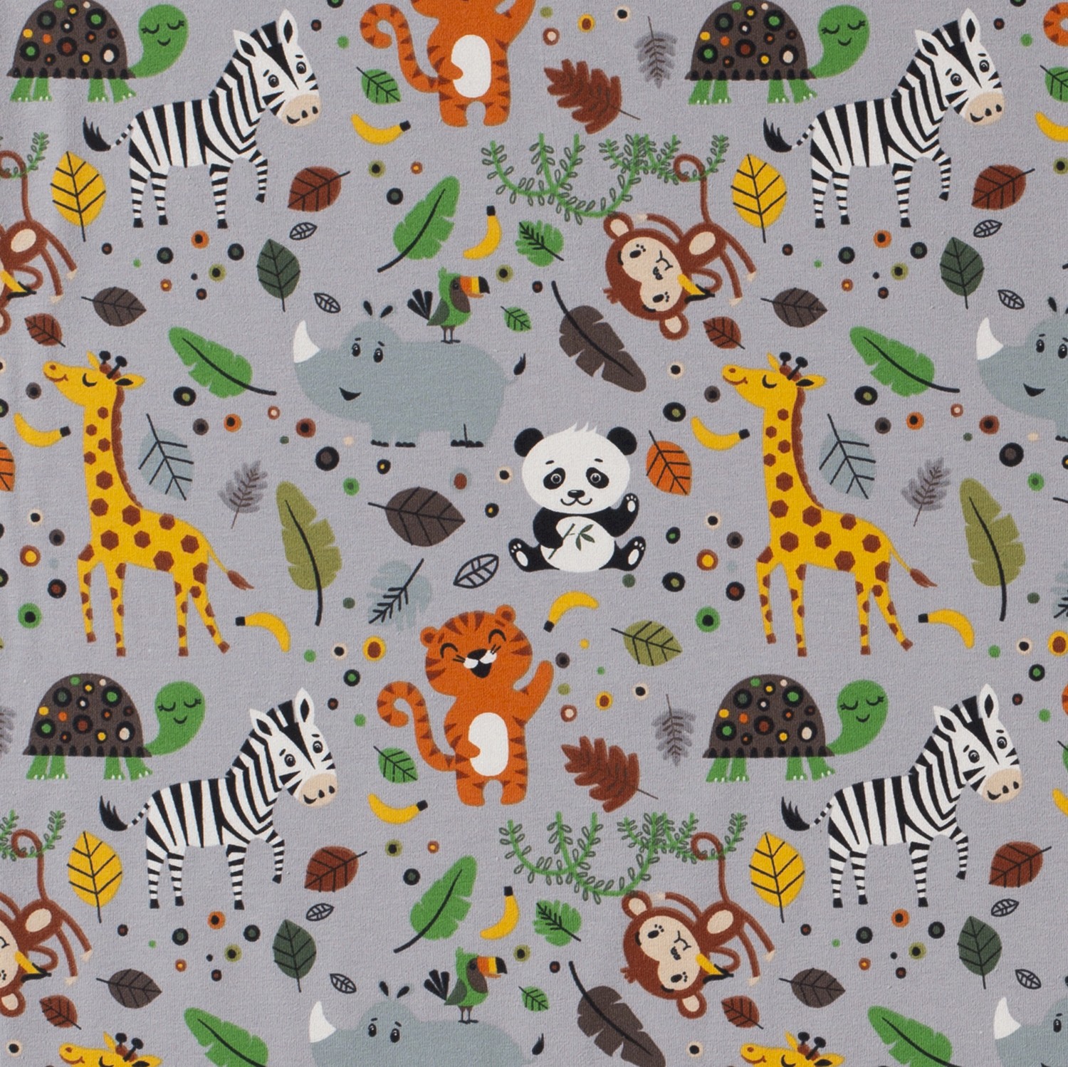 Baumwolljersey Dschungel Party, grau