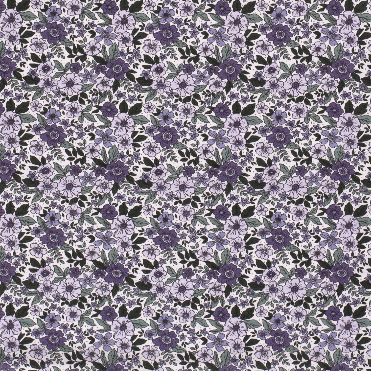 Baumwollstoff Popeline Blumen, lila