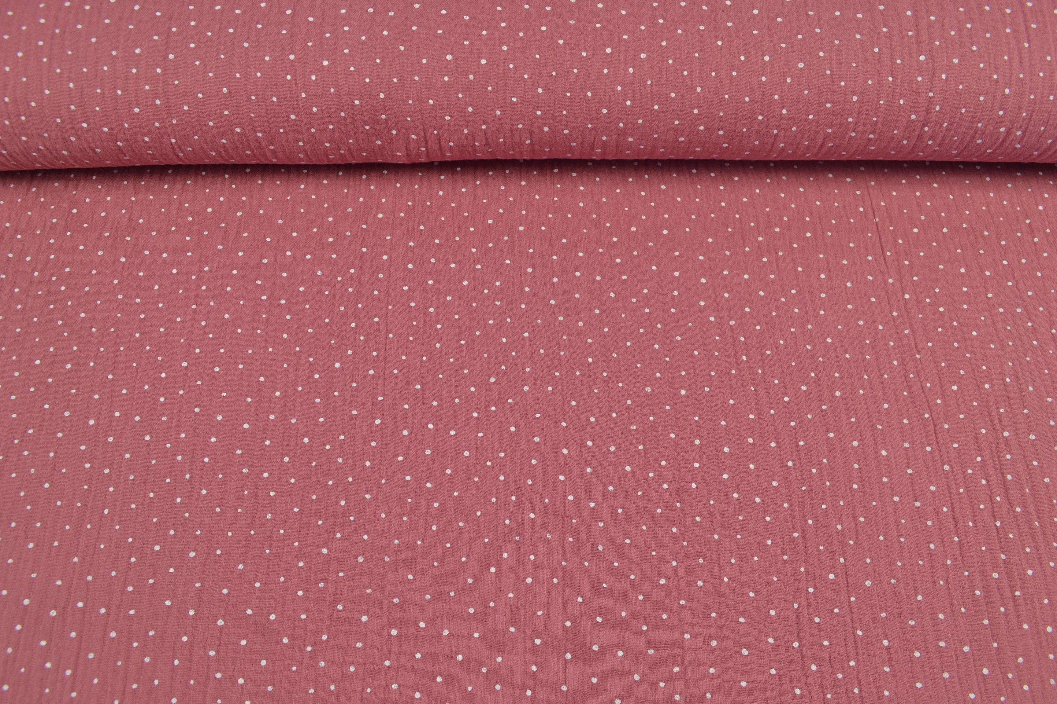 Baumwoll Musselin Double Gauze Tupfen, altrosa