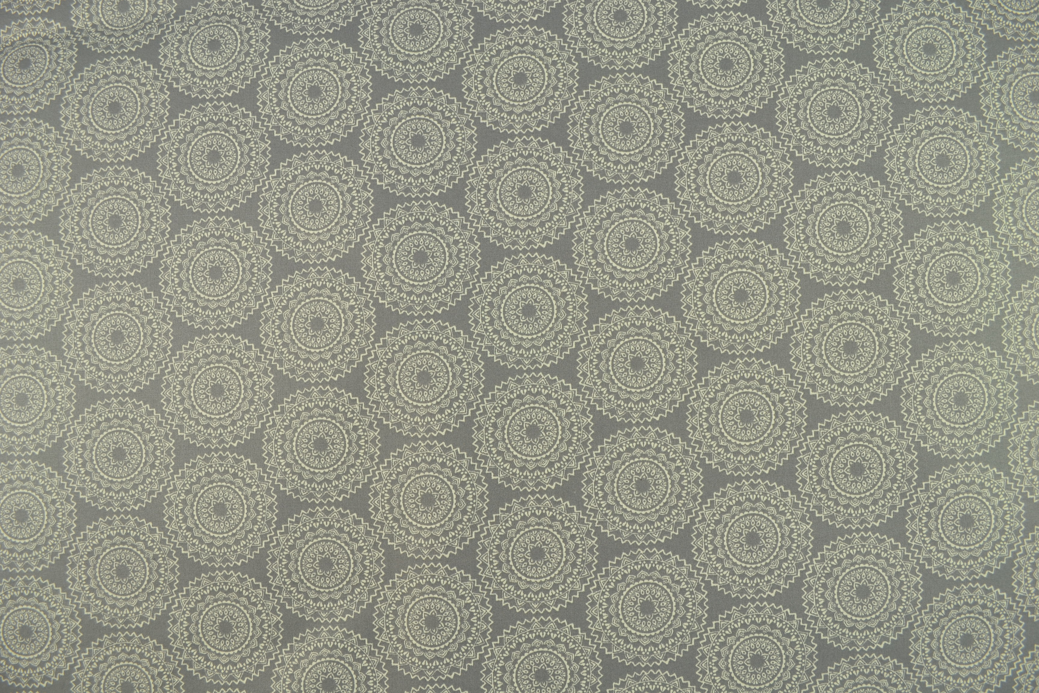 Baumwollstoff beschichtet Mandalas, grau