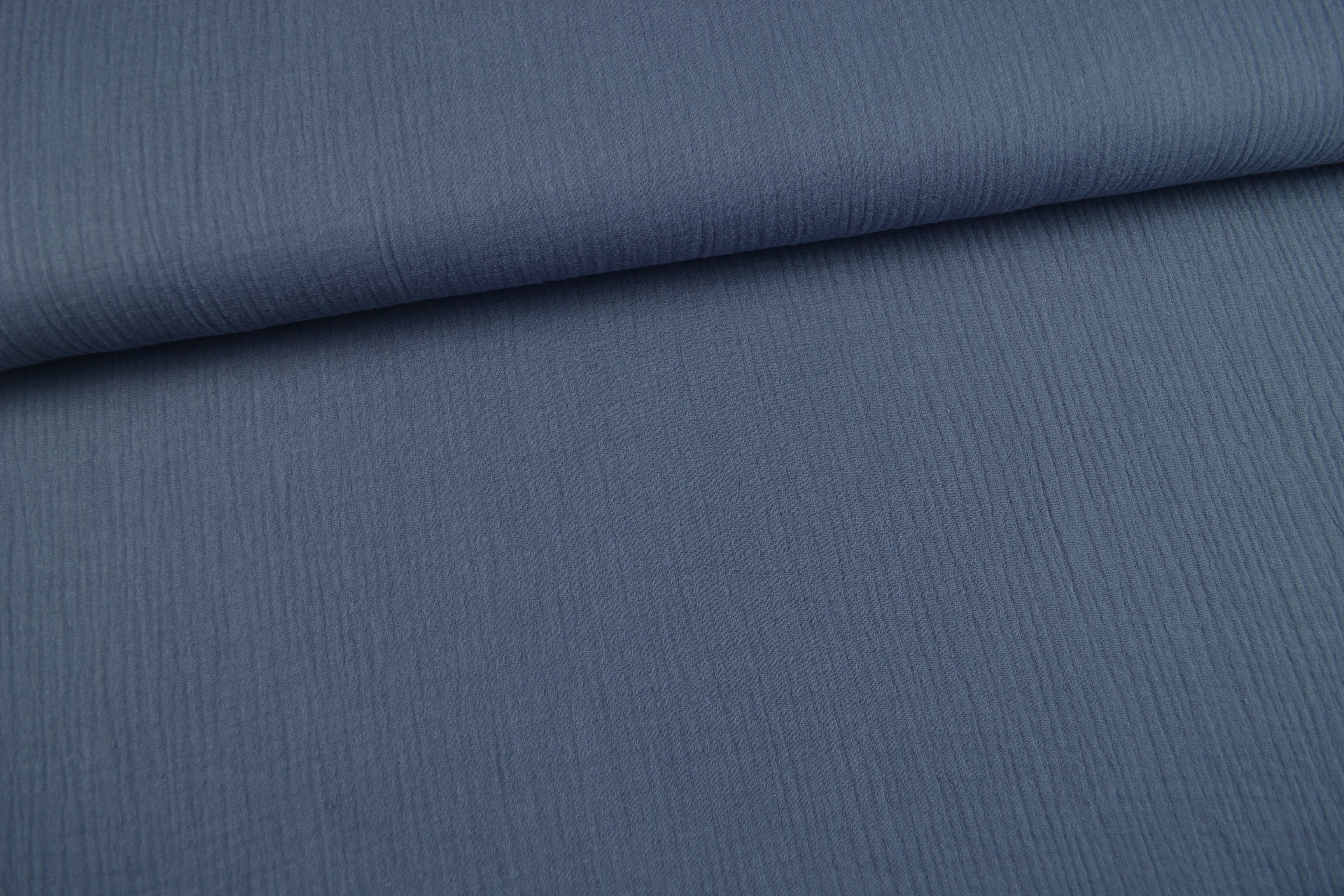 Baumwollstoff Musselin Double Gauze uni, graublau
