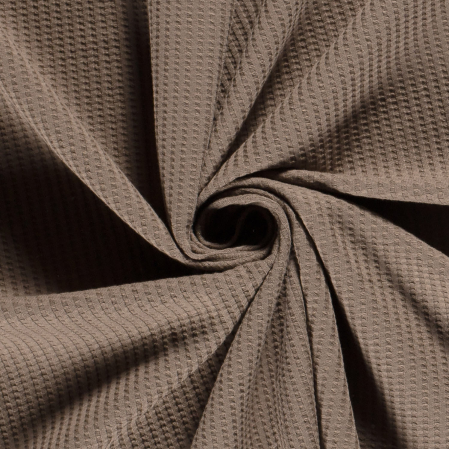 Gestrickter Waffel Stoff Uni Braun-Taupe