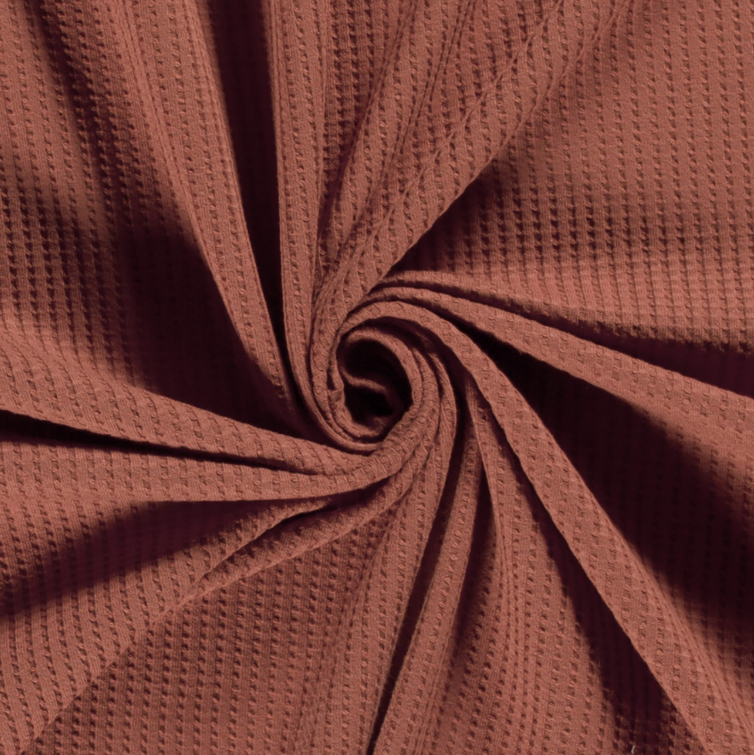 Gestrickter Waffel Stoff Uni Rotes Holz