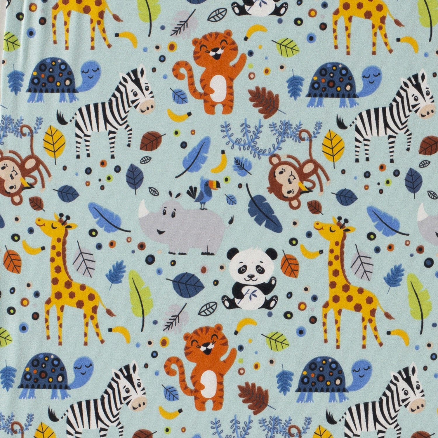 Baumwolljersey Dschungel Party, blau