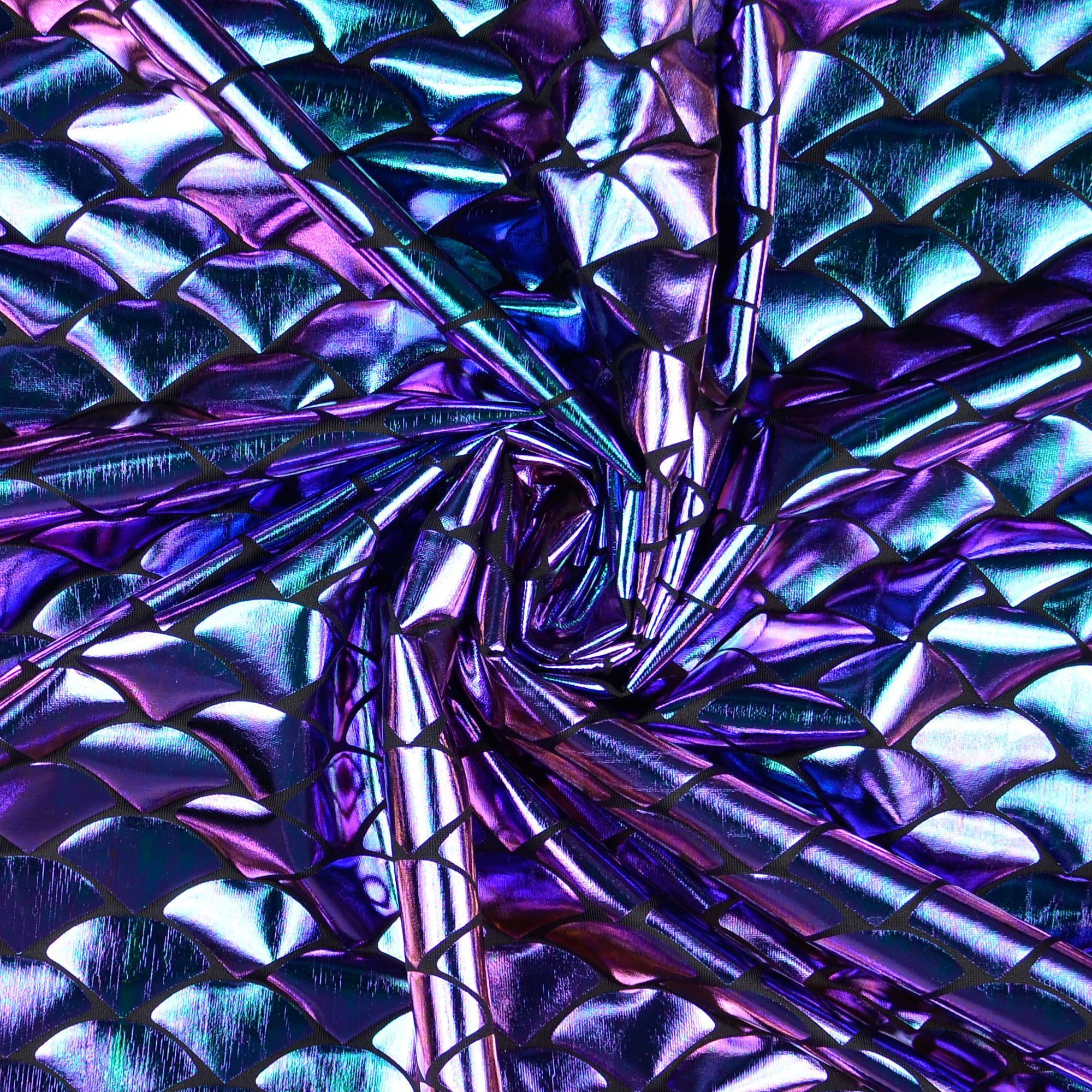 Elastic Folienjersey Schuppen, blau