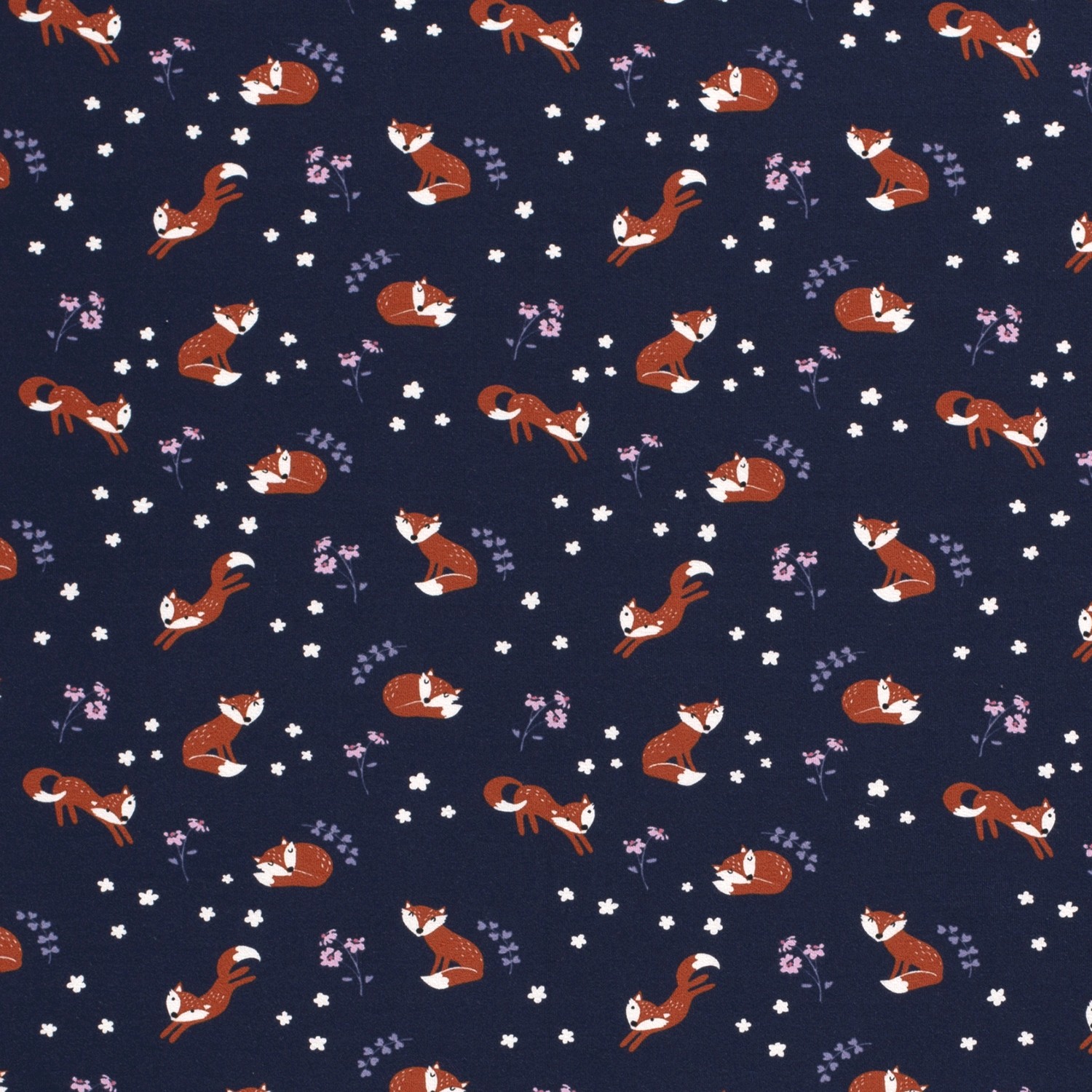 Baumwolljersey bedruckt Füchse, dunkelblau