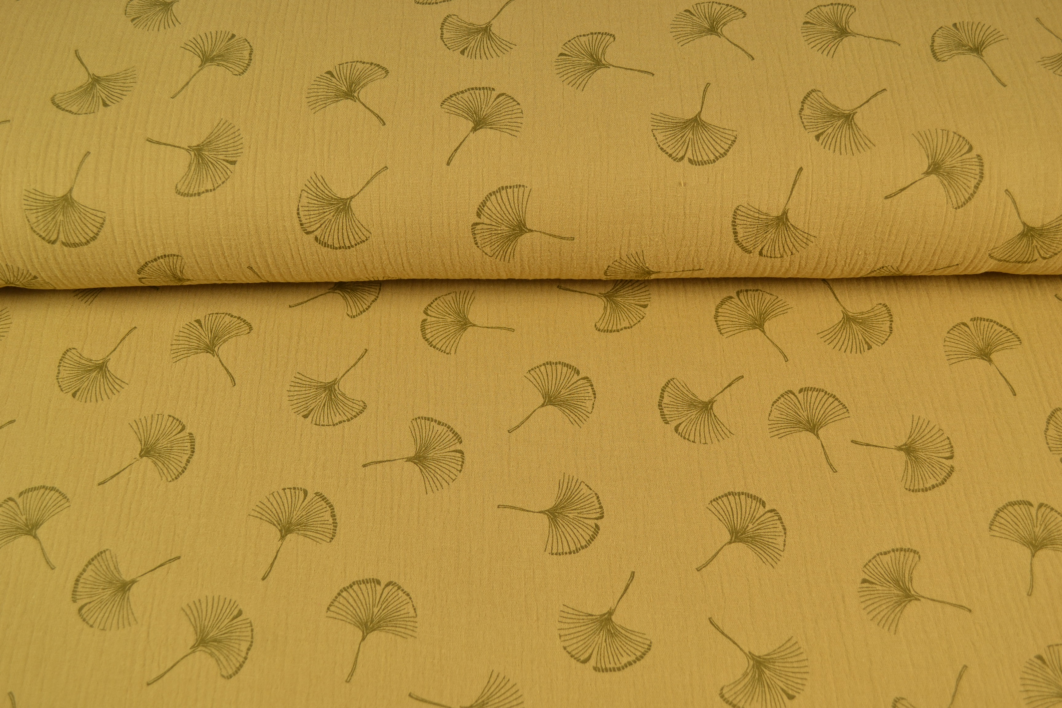 Baumwoll Musselin Double Gauze Gingko, hellbraun
