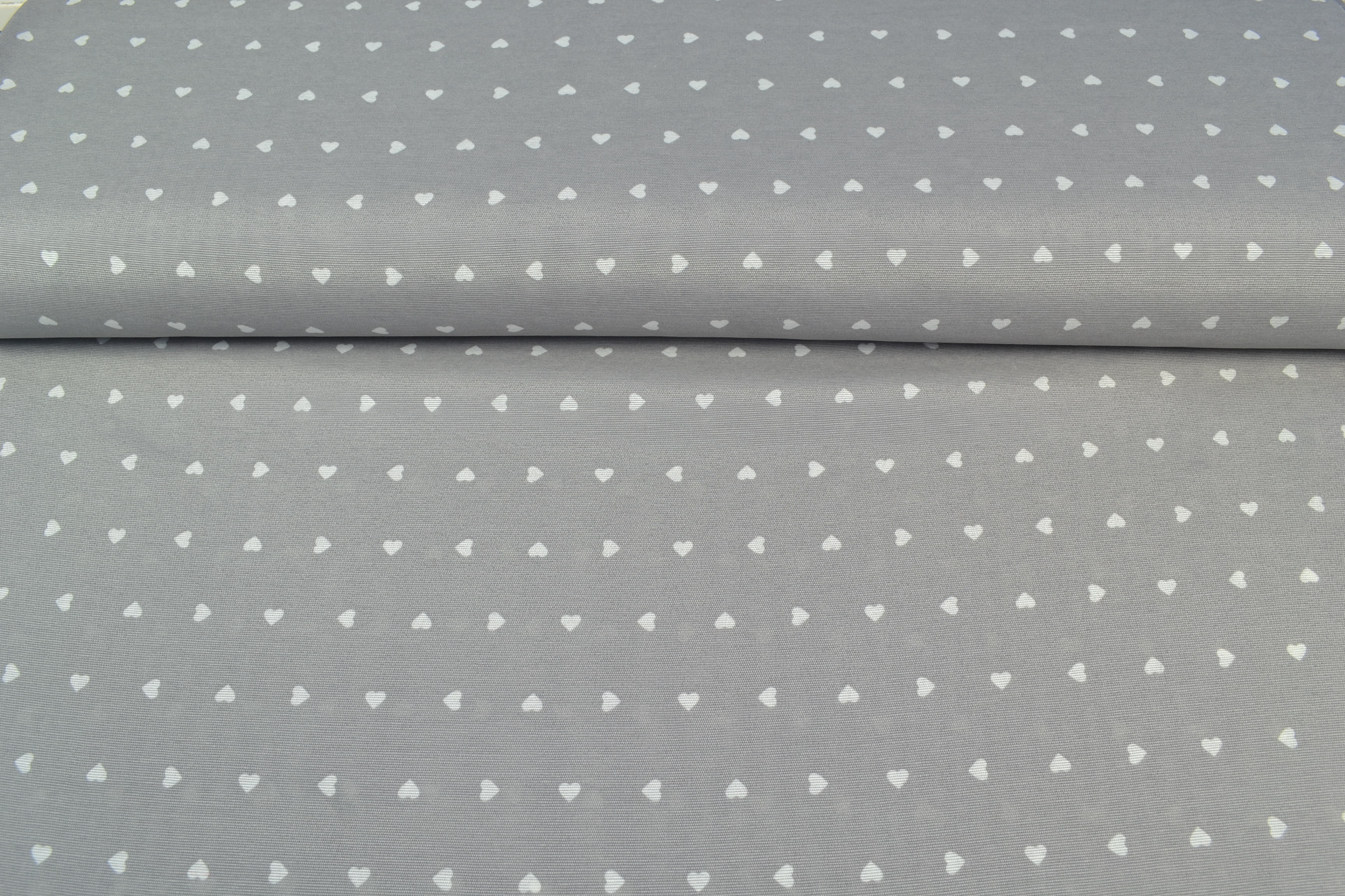 Canvas Deko Stoff Herzchen grau