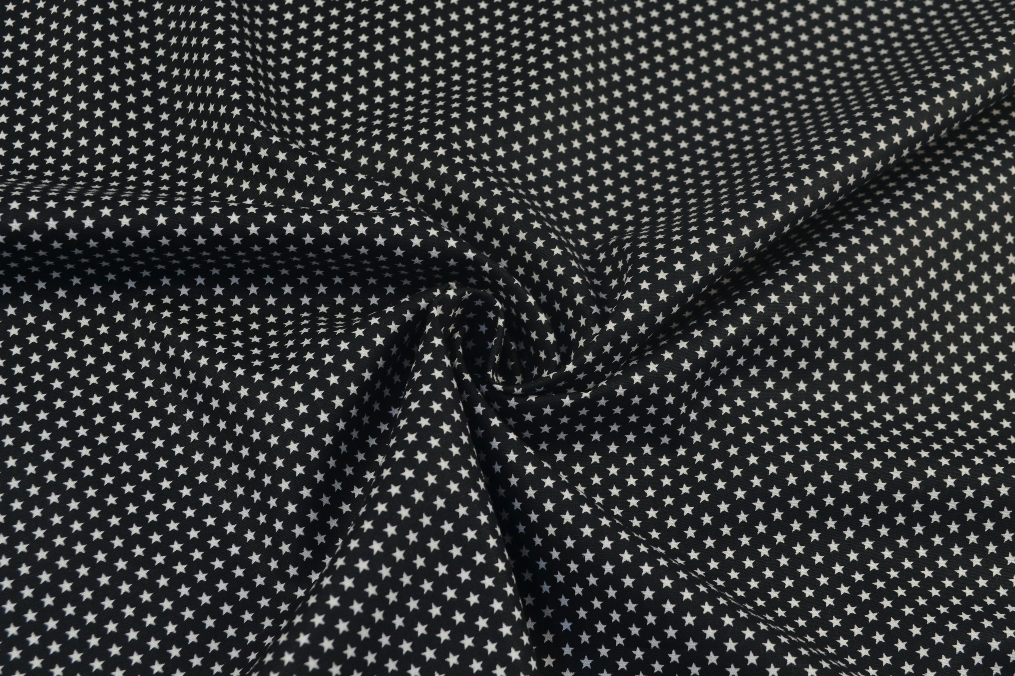 Baumwollstoff Popeline kleine Sterne, schwarz