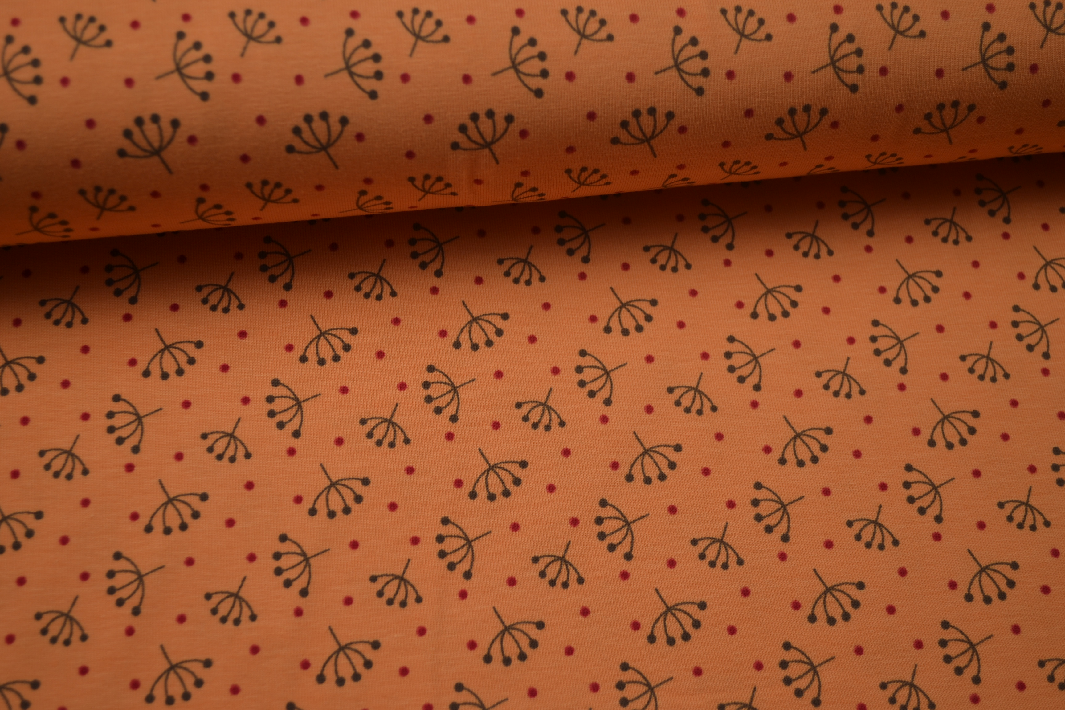 Baumwolljersey Blümchen, lachs