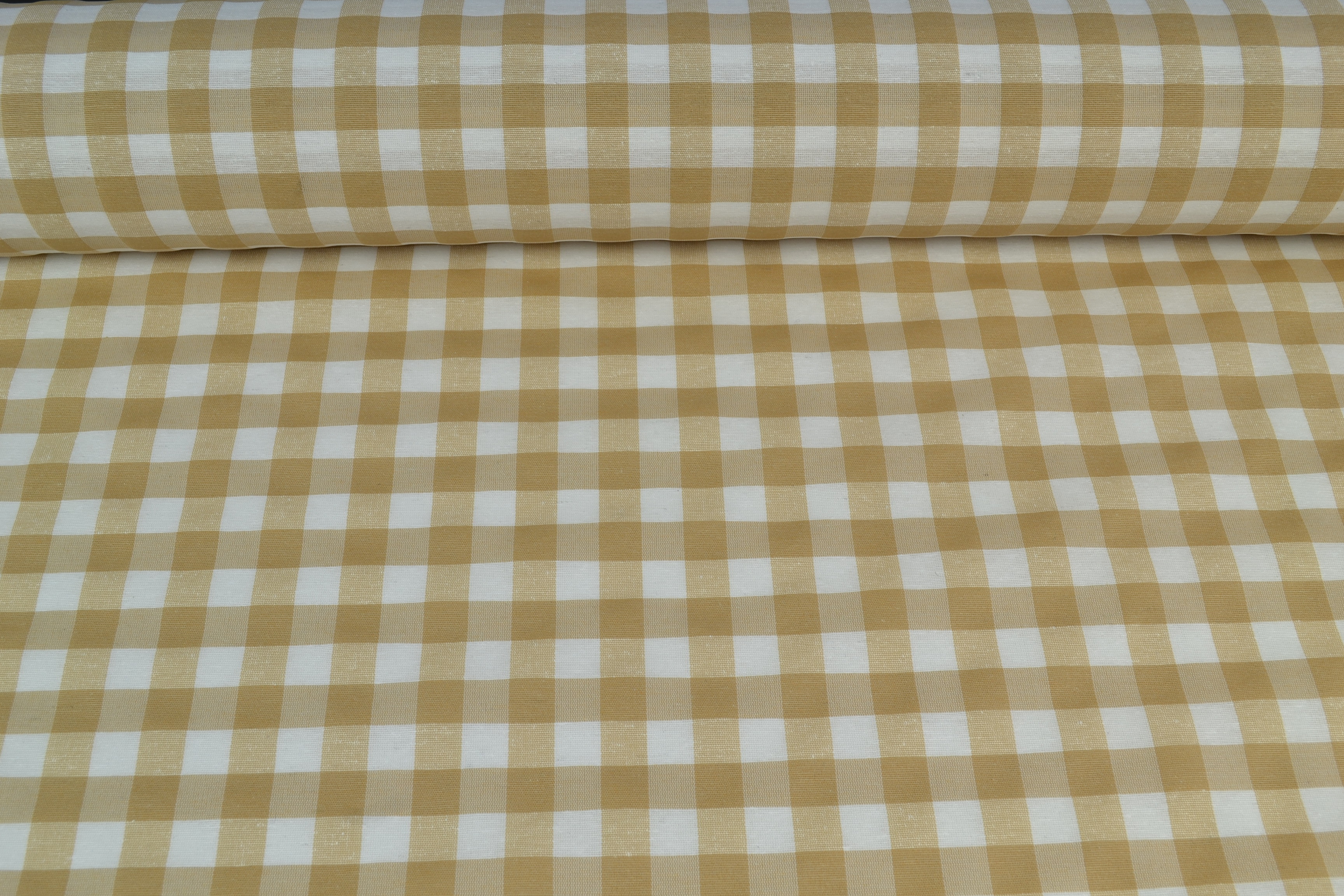 Baumwollstoff beschichtet kariert, beige