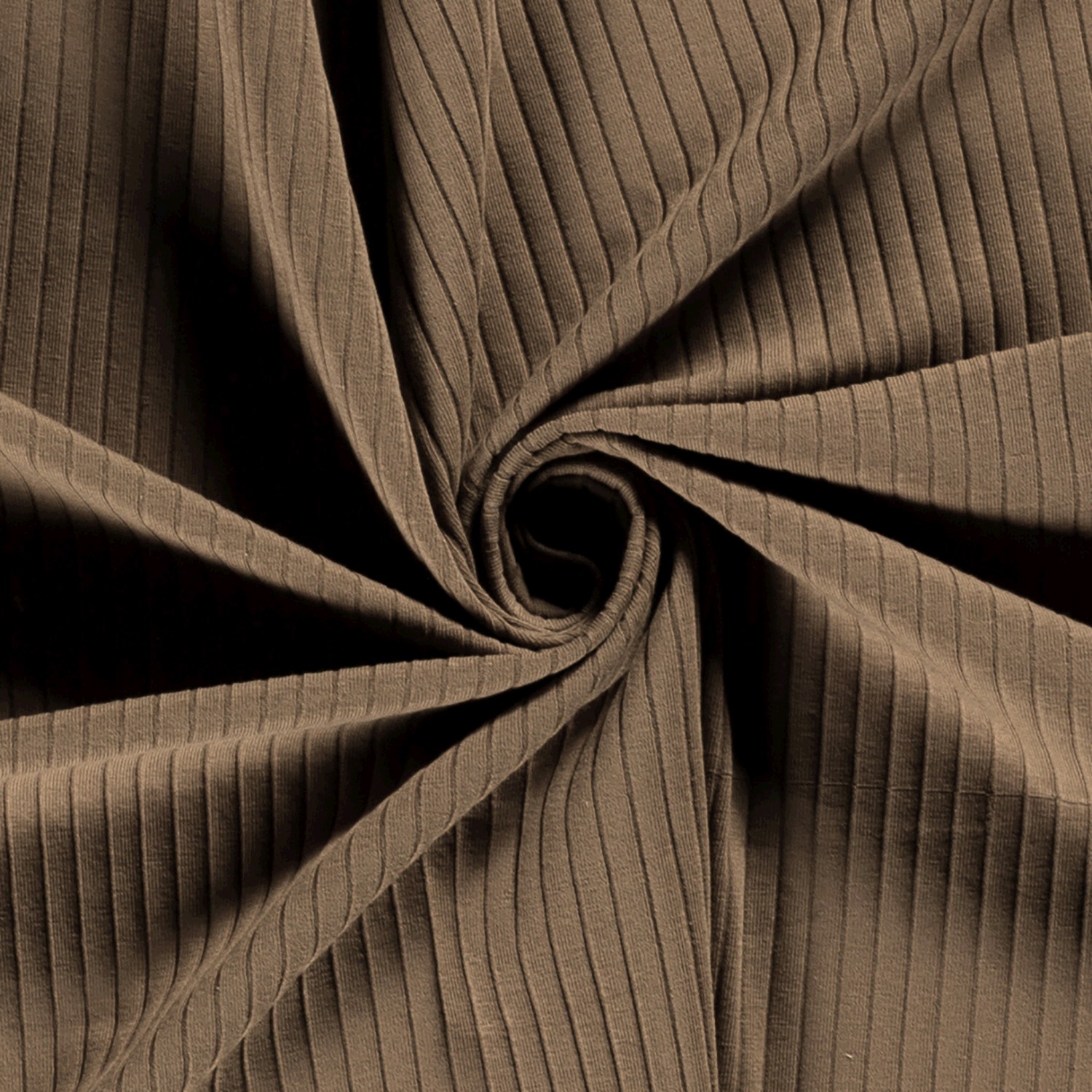 Rib Jersey Stoff Uni Braun-Taupe