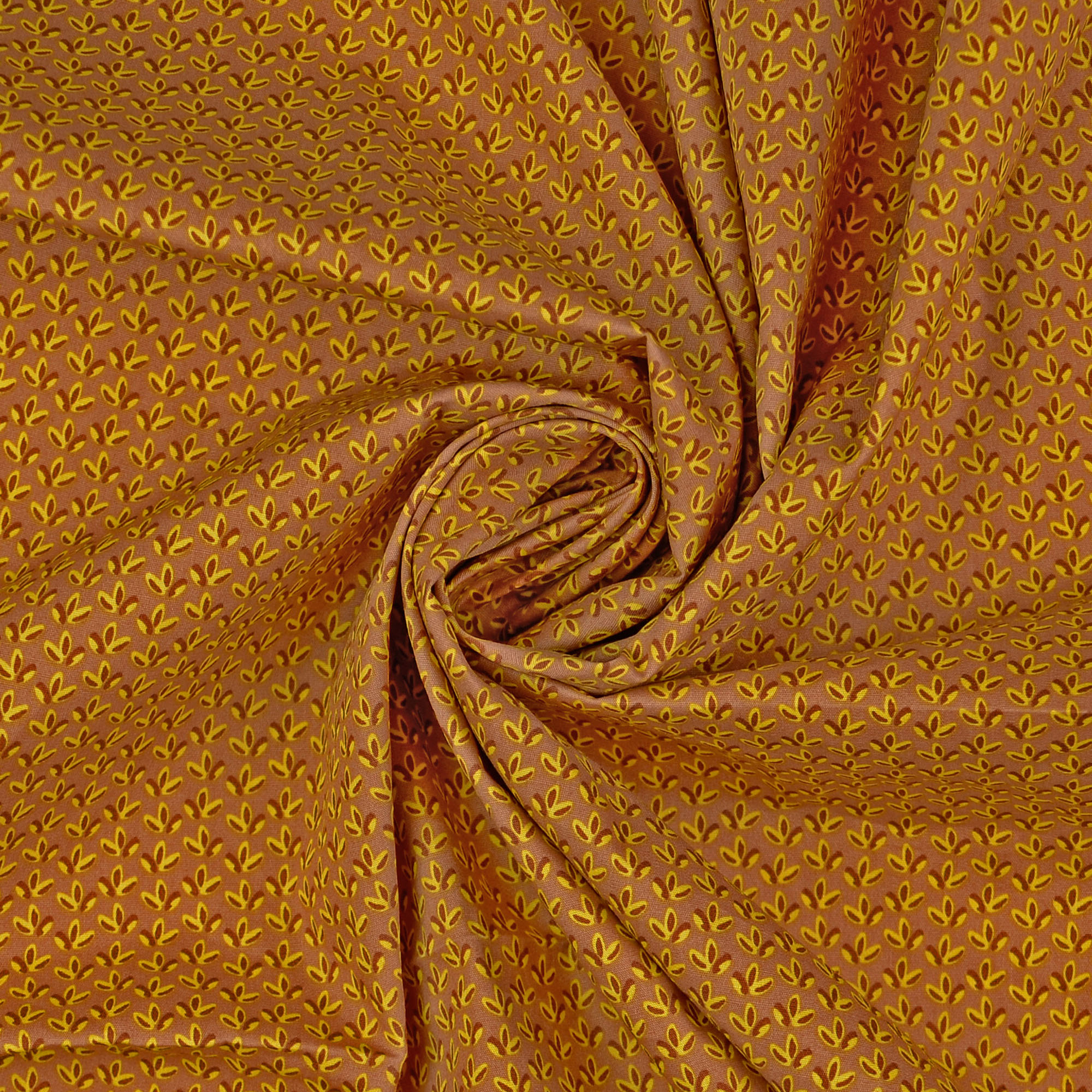 Baumwollstoff Popeline leaves, braun