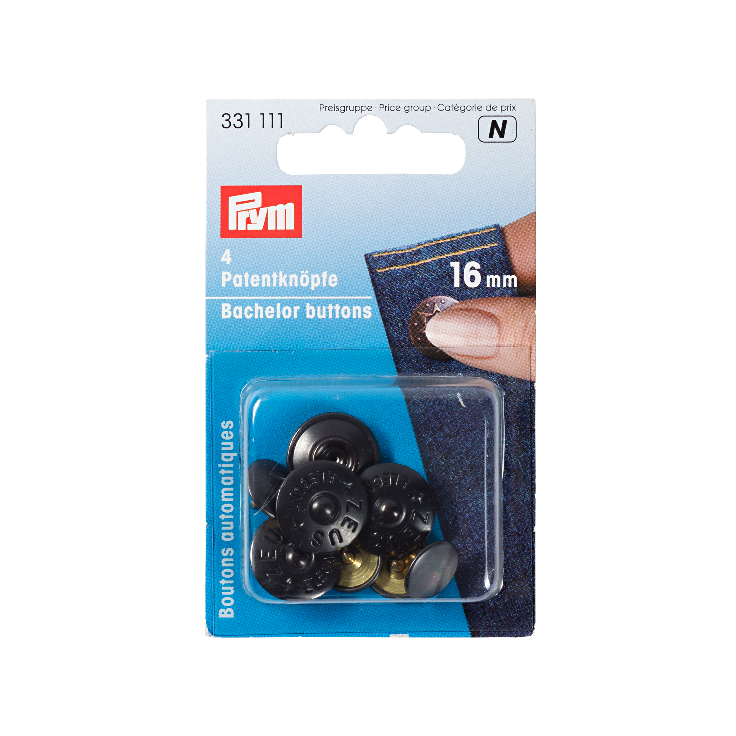 Prym Patentknöpfe Zeus, 16mm, schwarz