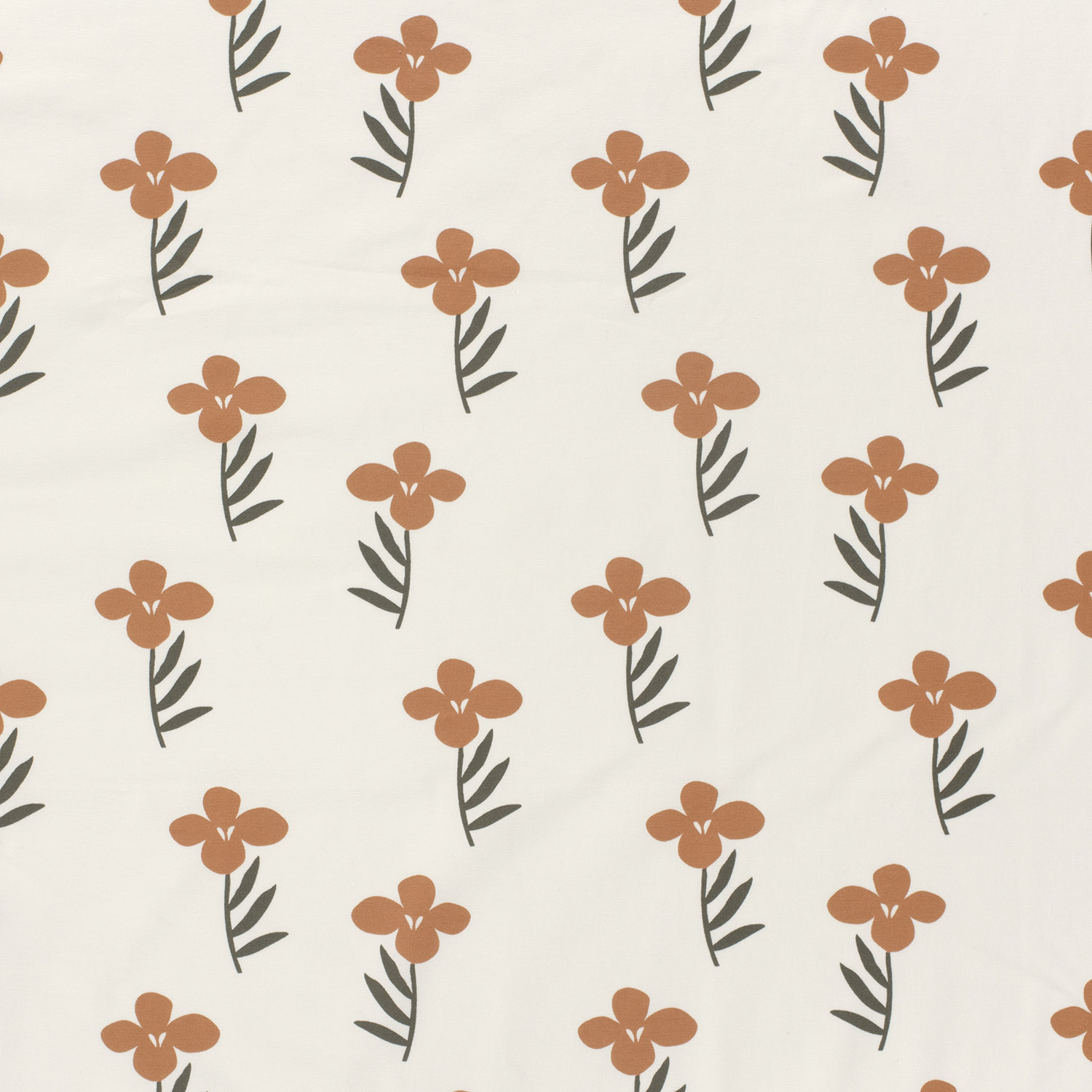 Baumwolle Jersey Stoff bedruckt Zarte Blumen Wollweiß