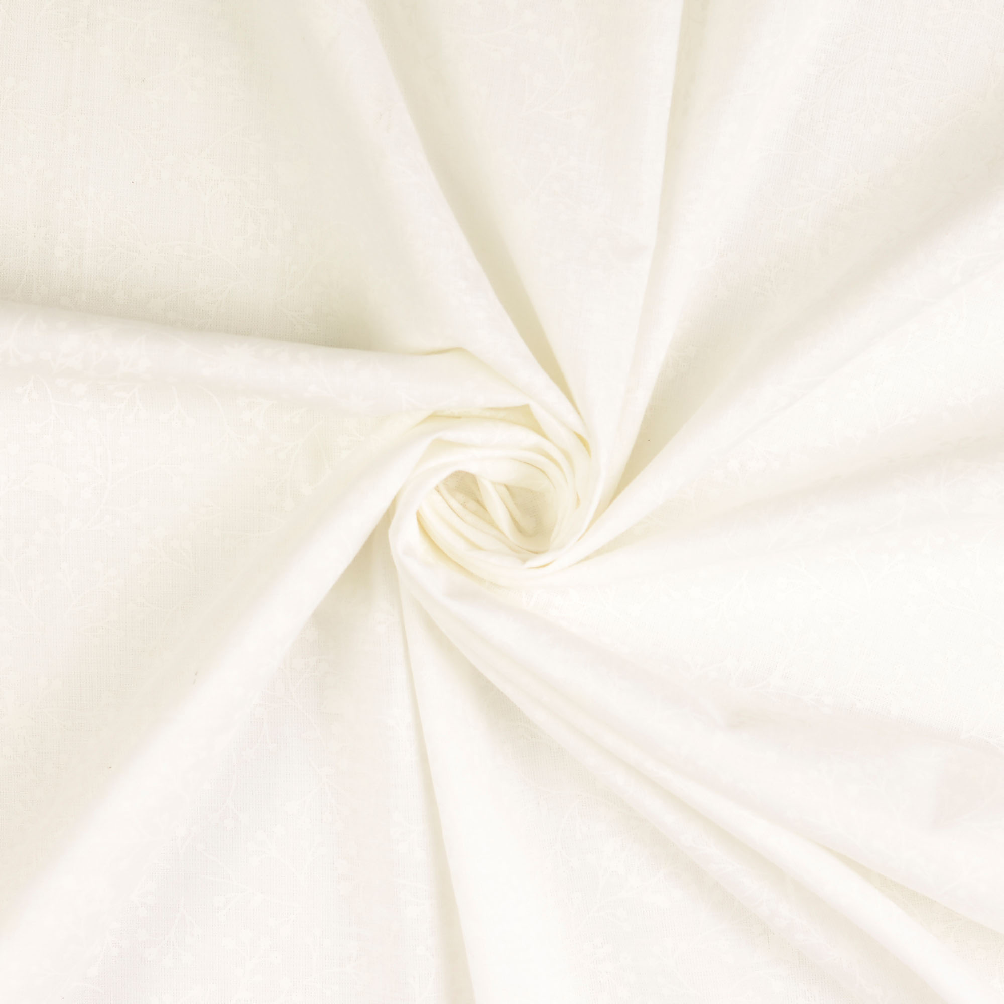 Baumwollstoff Popeline, Blumenranken, weiß