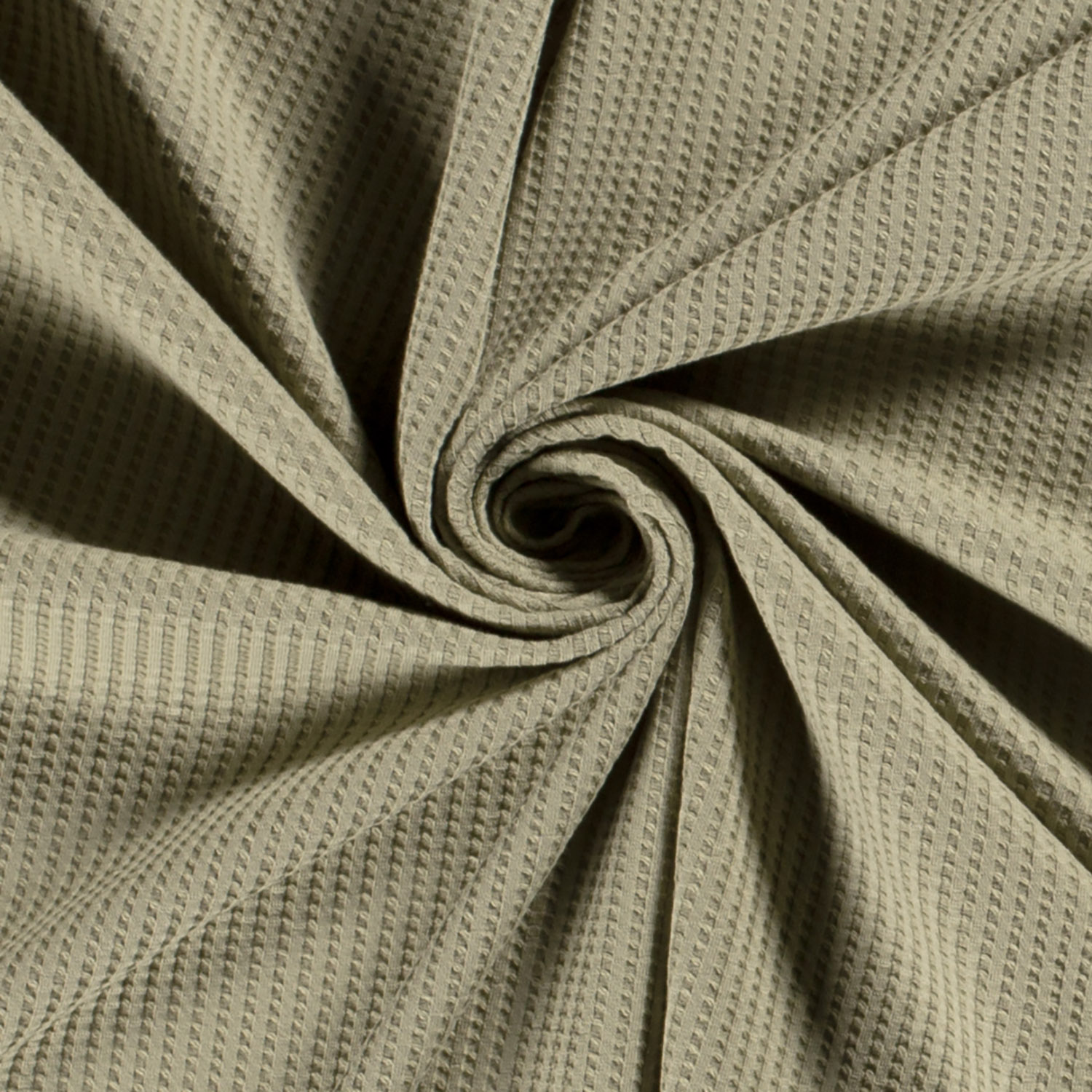 Gestrickter Waffel Stoff Uni Olivgrün