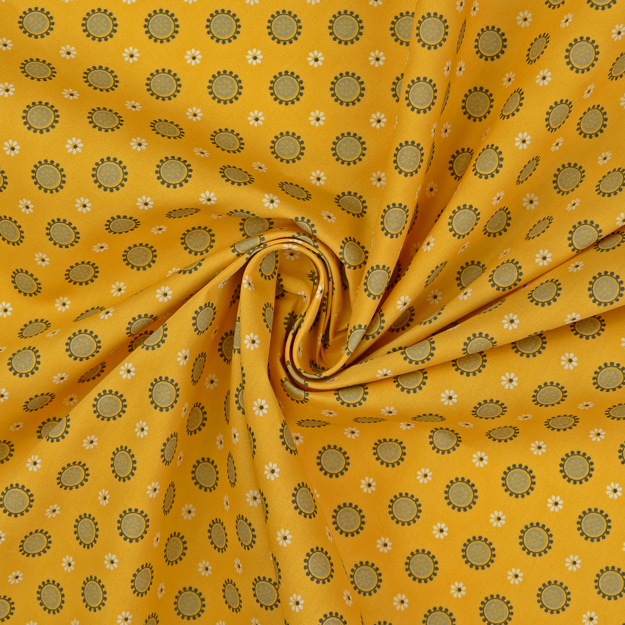 Baumwollstoff Popeline Sonnenblume, senfgelb