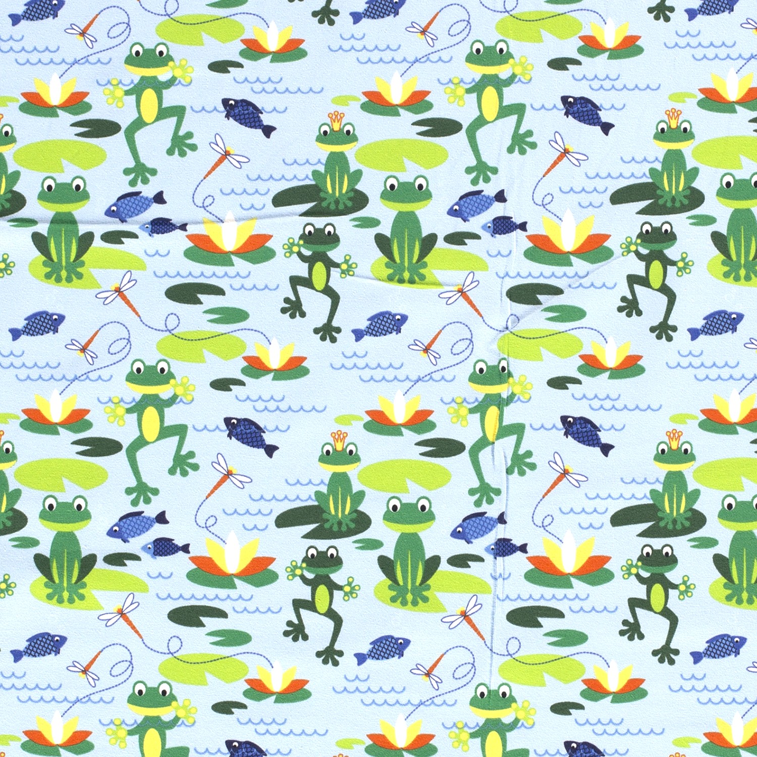 Baumwolljersey Froschteich, blau