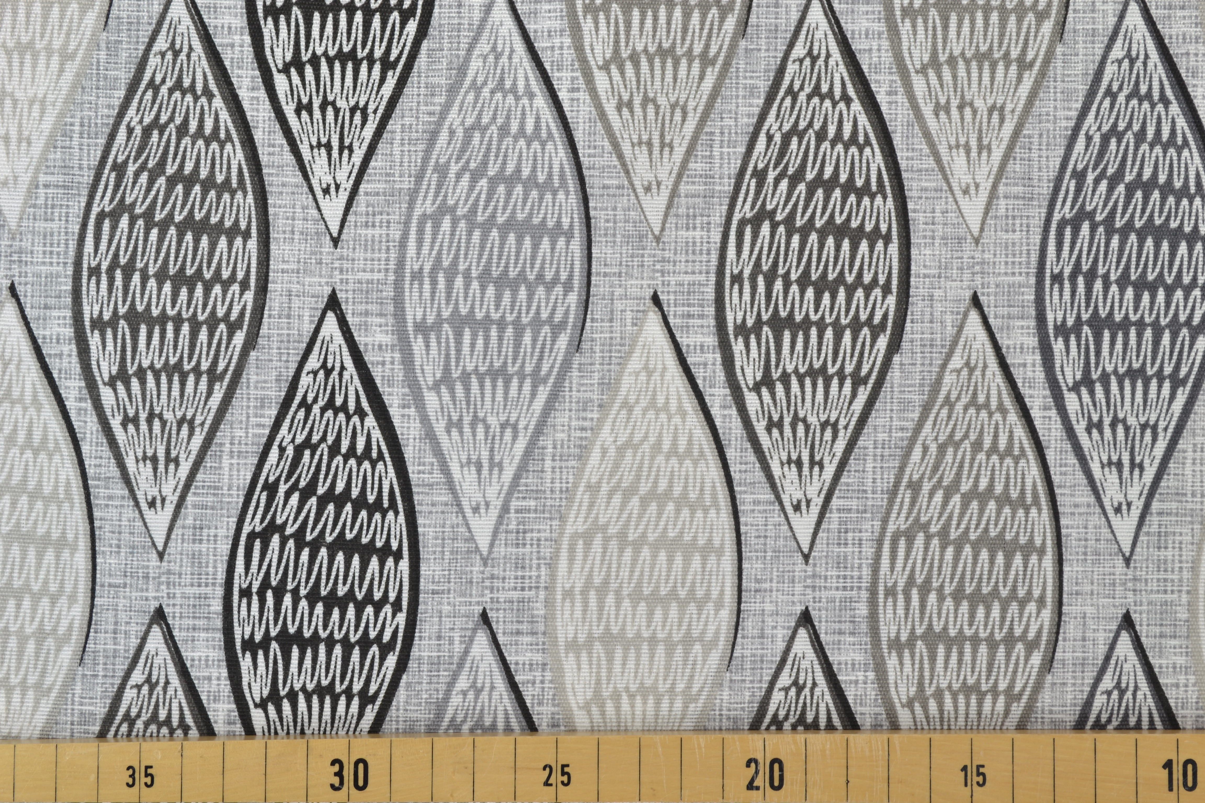 Canvas Deko Stoff geometrische Blätter, grau