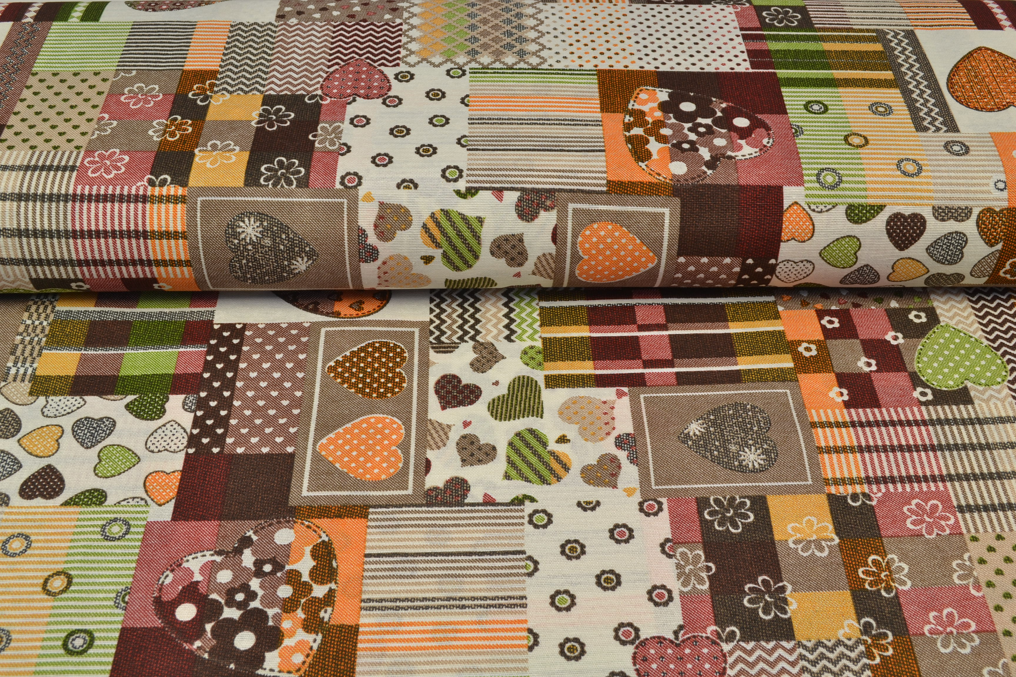 Canvas Deko Stoff Karomuster braun