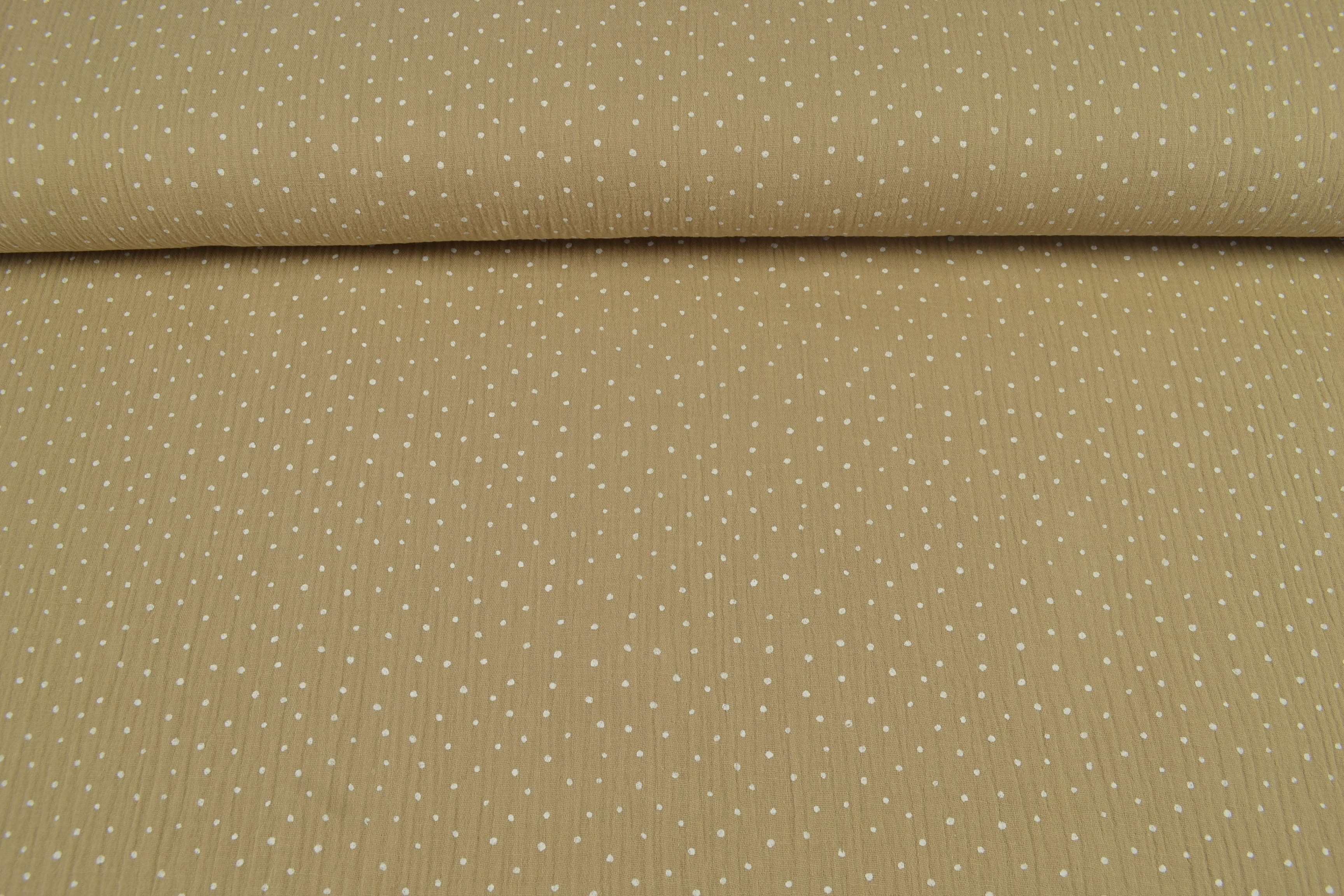 Baumwoll Musselin Double Gauze Tupfen, beige