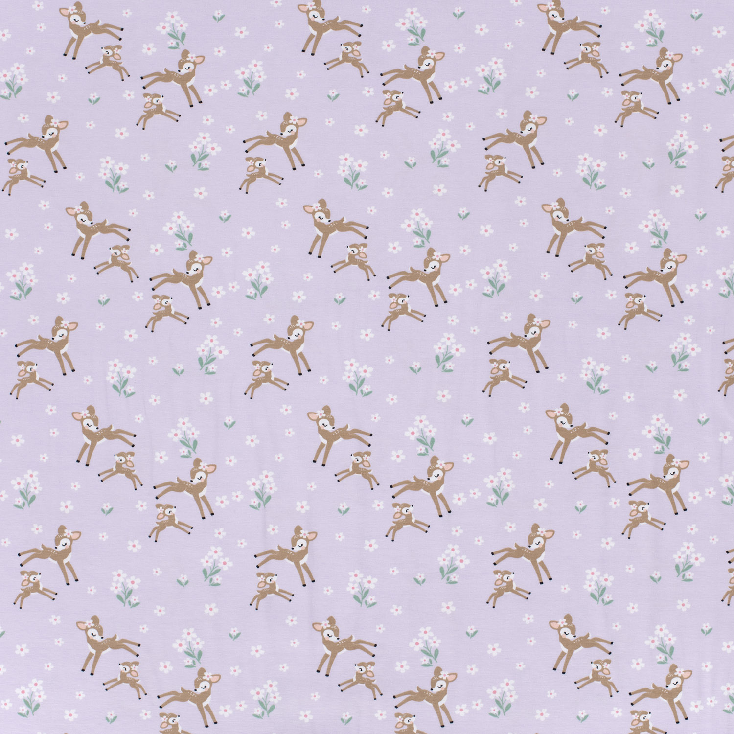 Baumwolle Jersey Bio Naturel Stoff bedruckt Rehe Lila