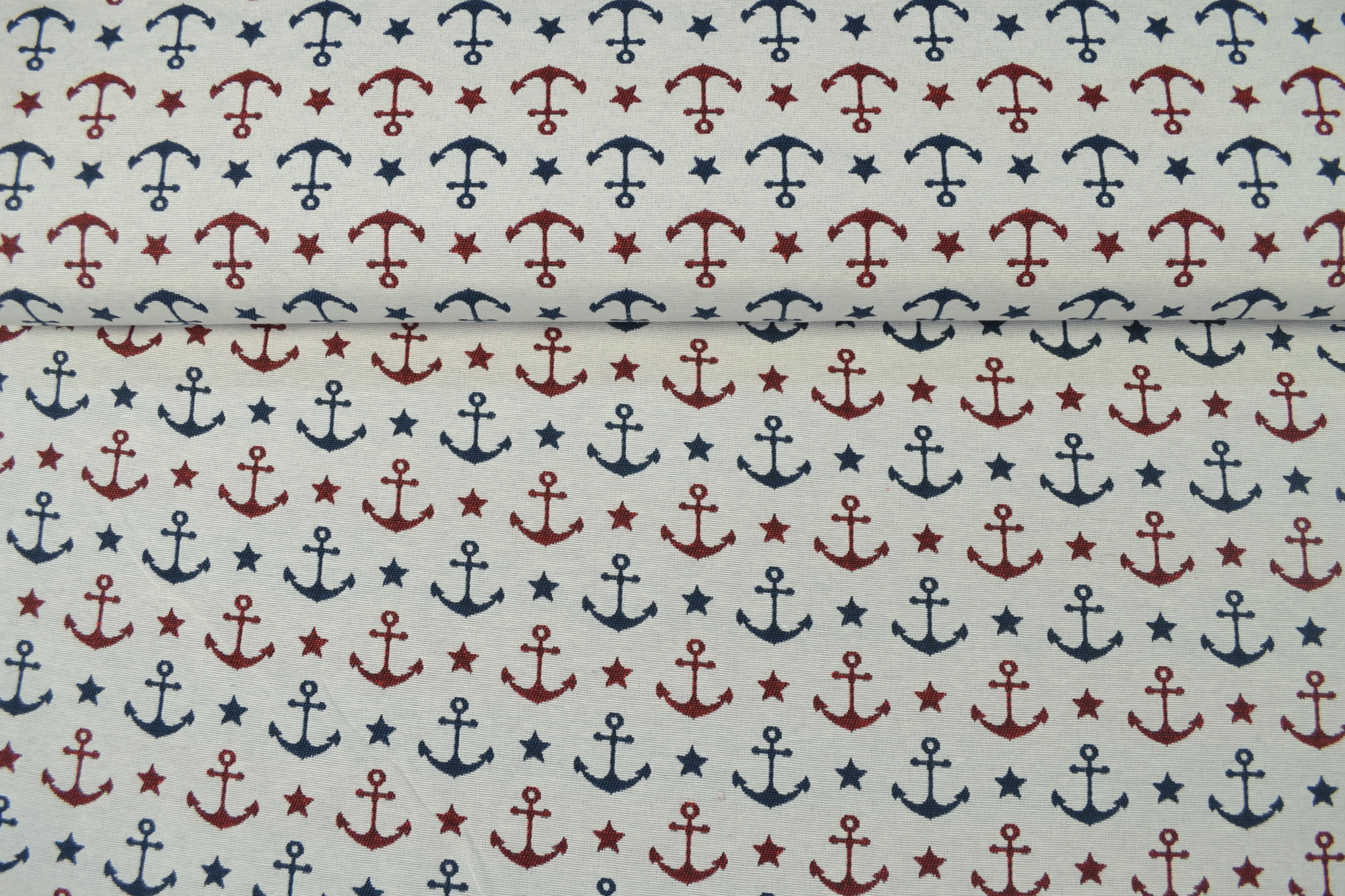 Gobelin Möbelstoff Ankerstar, weiß