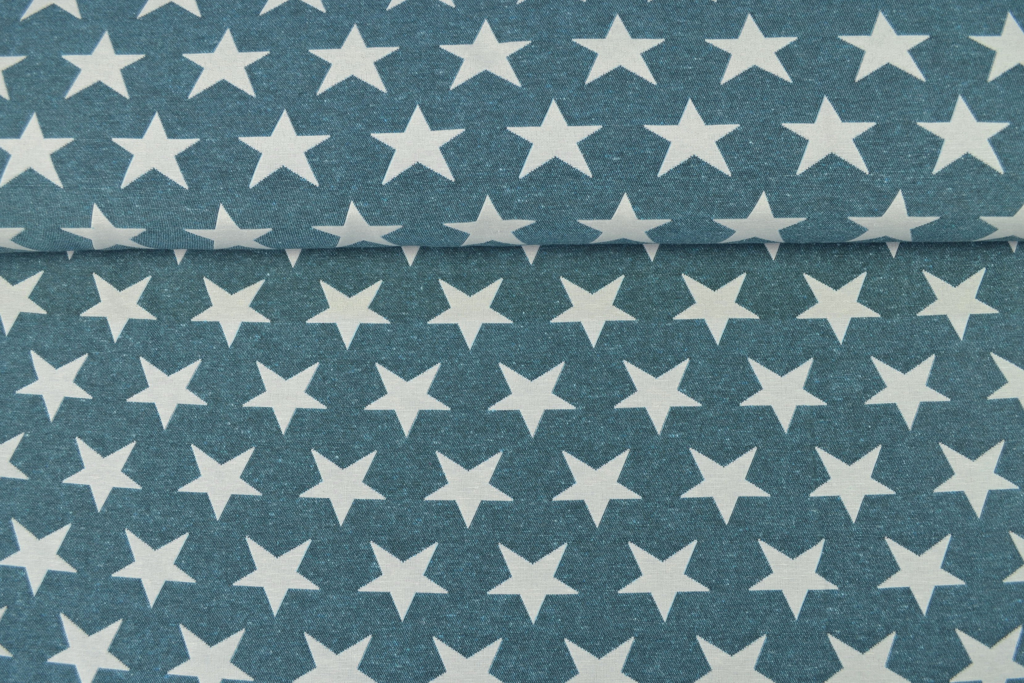 Gobelin Möbelstoff Sterne, petrol