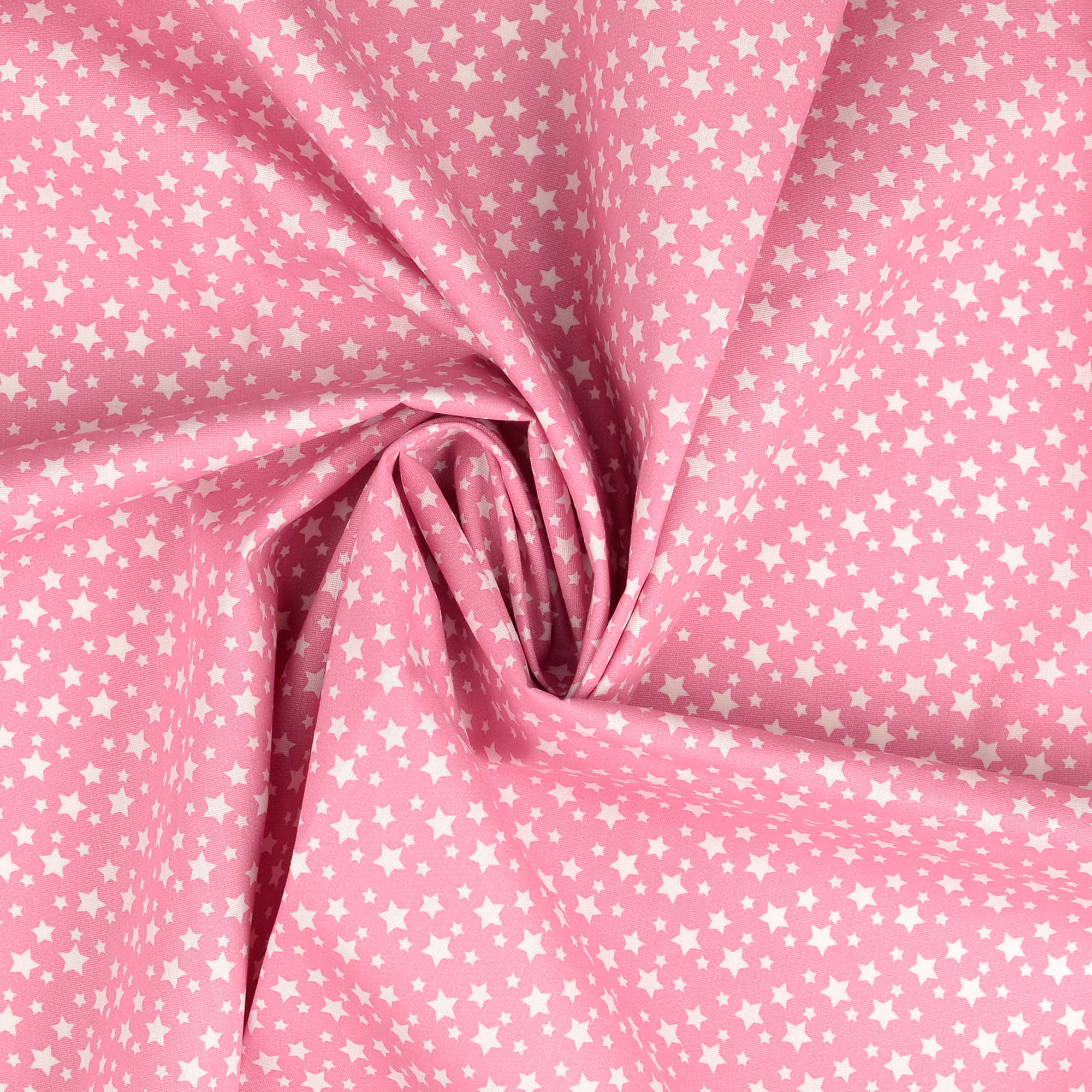 Baumwollstoff gemustert, Sternchen klein, pink/ weiß