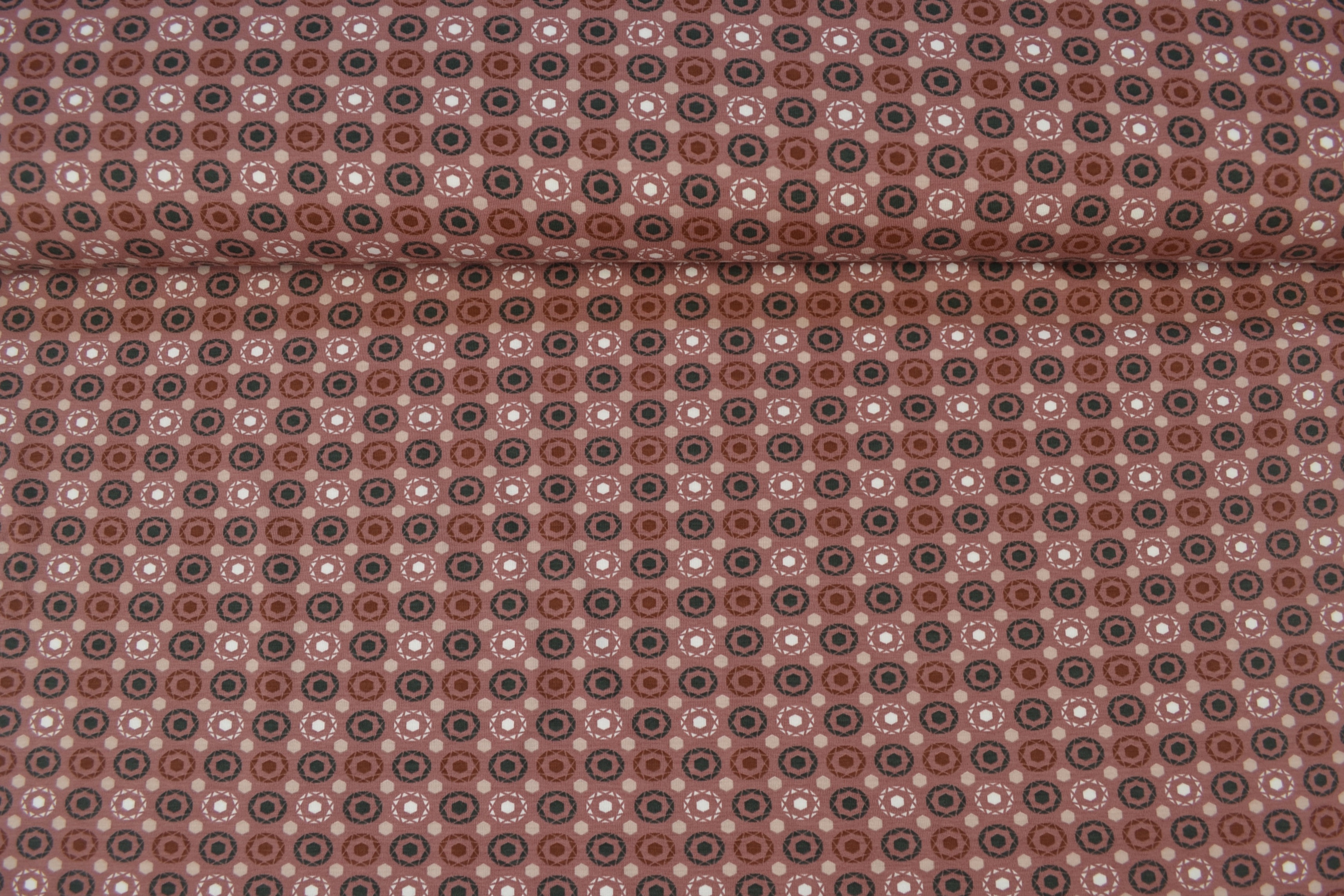 Bio Baumwolljersey bedruckt graphic circles, altrosa