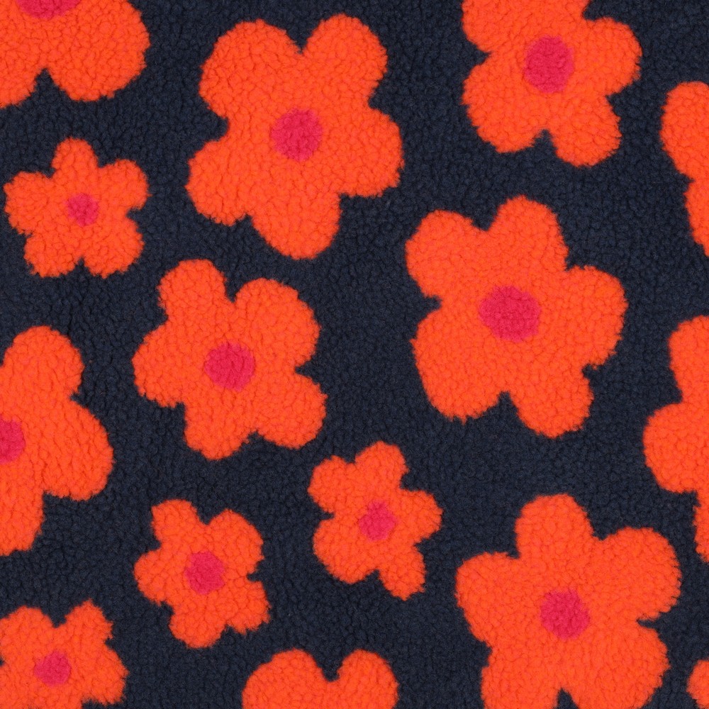 TEDDYSTOFF JACQUARD BLUMEN - MARINEBLAU