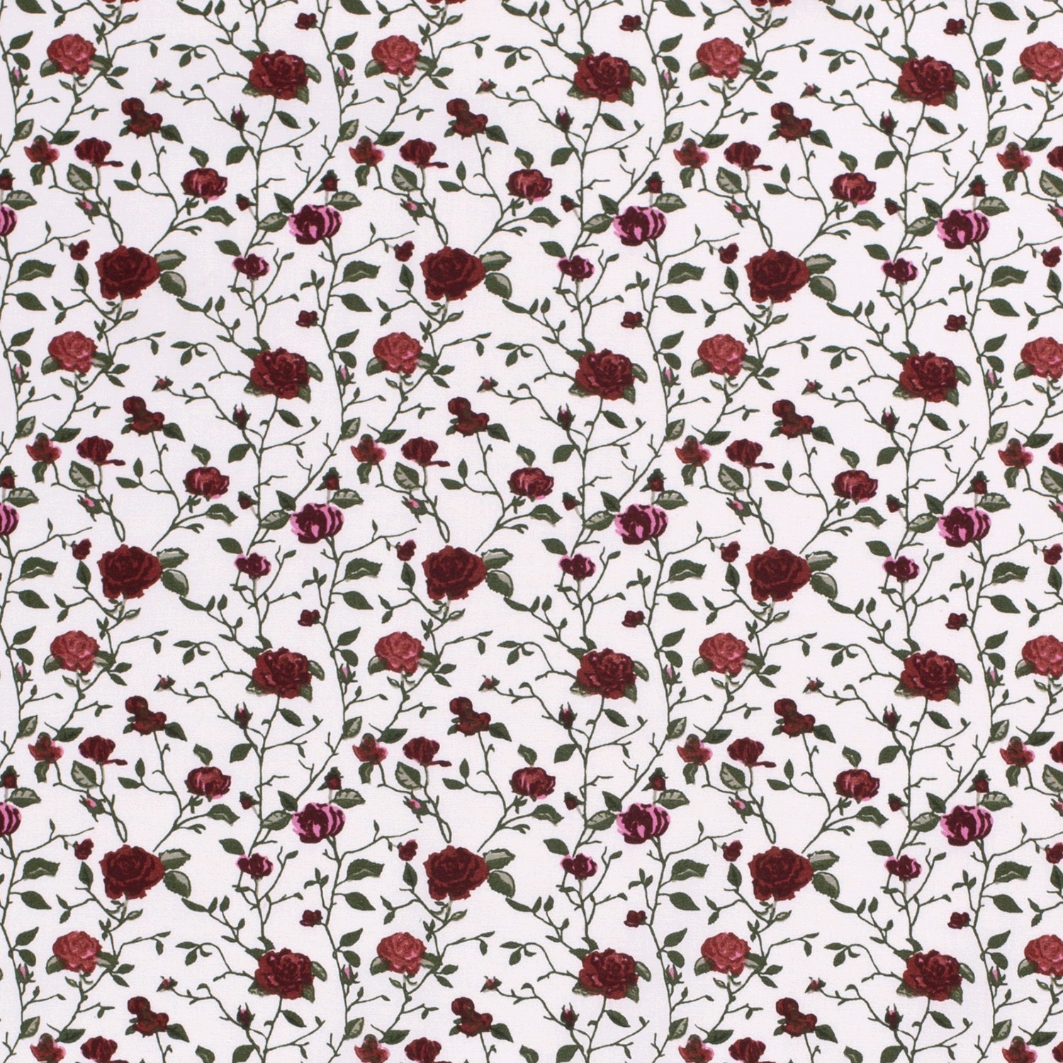 Baumwollstoff Popeline Blumen, dunkelgrün