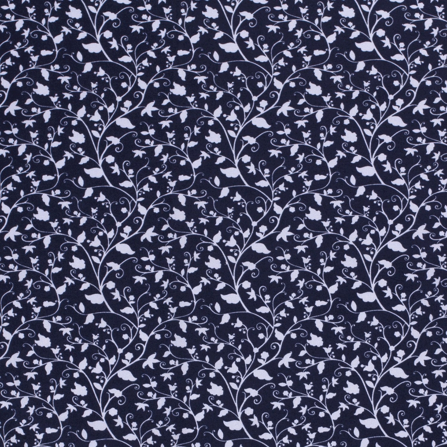 Baumwollstoff Popeline Blumen, marine