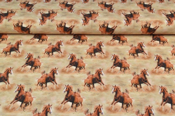 Baumwolljersey Digitaldruck, Pferde