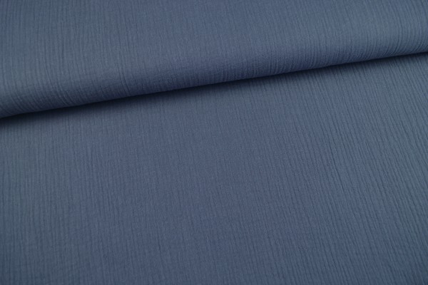 Baumwollstoff Musselin Double Gauze uni, graublau