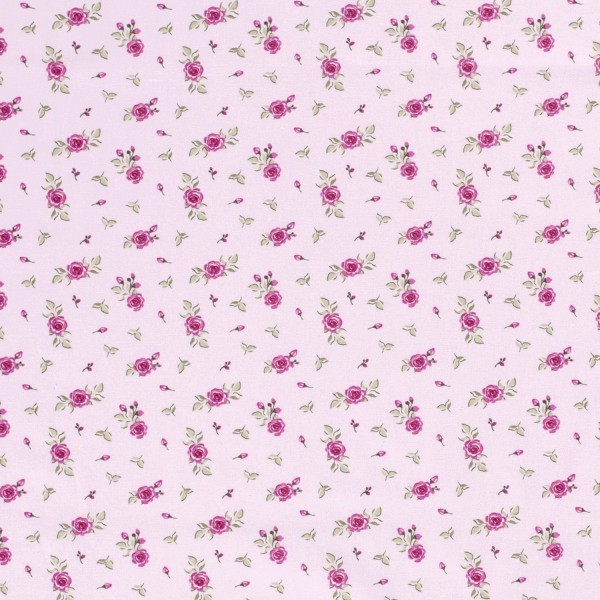Baumwollstoff Popeline Blumen, rosa