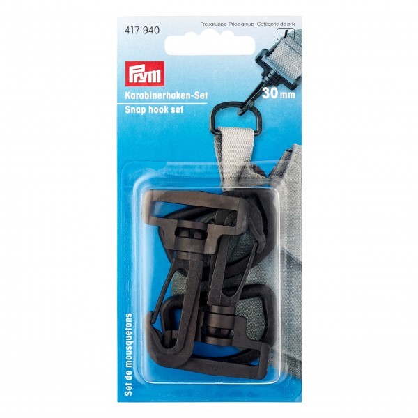 Prym Karabinerhaken Set, 30mm, schwarz