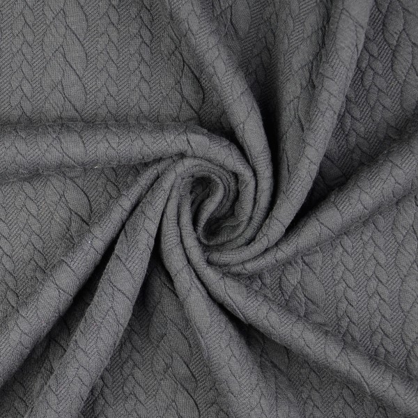 Jacquard Jersey Zopfstrick, schwarz