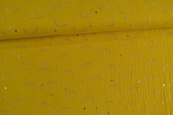 Baumwoll Musselin Double Gauze Regenbogen, gelb