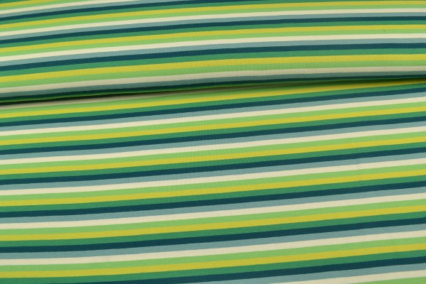 Baumwolljersey Streifen, grün/gelb