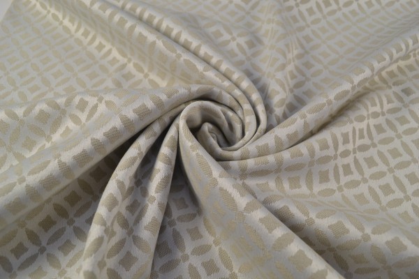 Jacquard Deko Stoff Ornamente, beige/ weiß