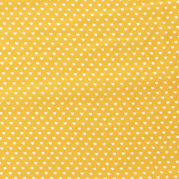 Baumwolle Popeline Stoff Bedruckt Herzen, gelb