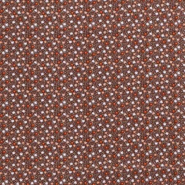 Baumwollstoff Popeline Blumen, braun