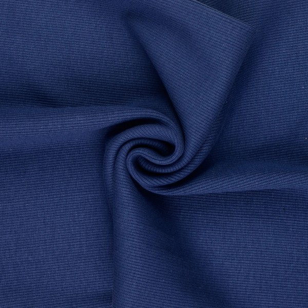 Bündchenstoff gerippt uni, jeansblau/dunkelblau